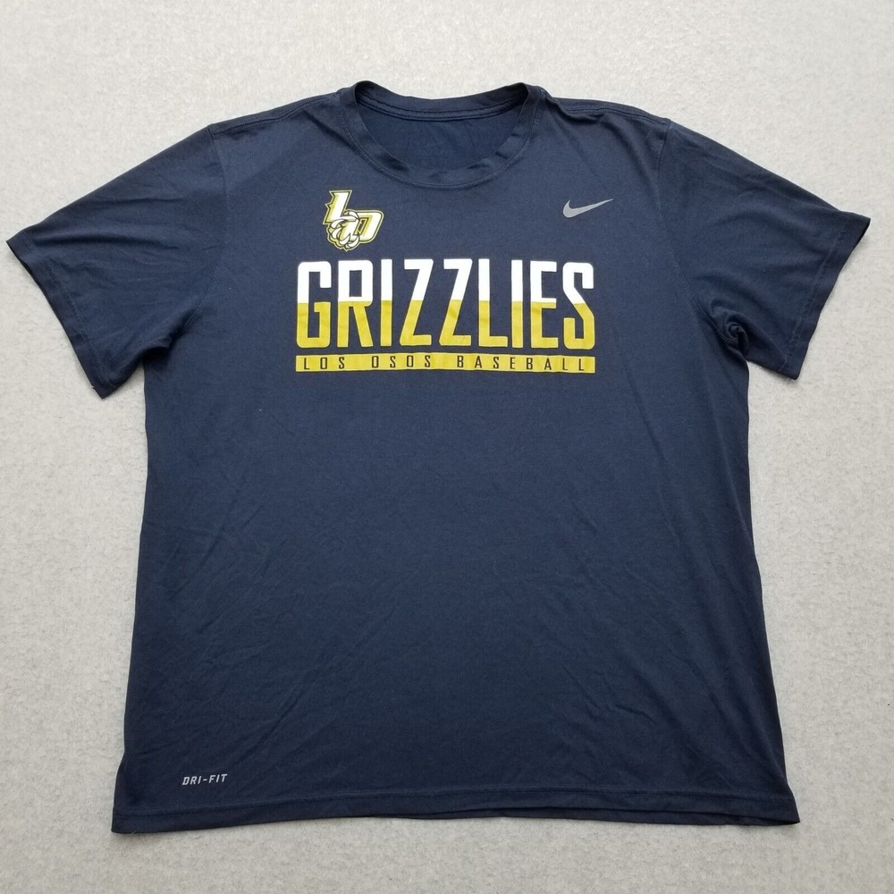 Nike Shirt Mens XL Blue Short Sleeve Crew Neck Dri Fit Grizzlies Baseball